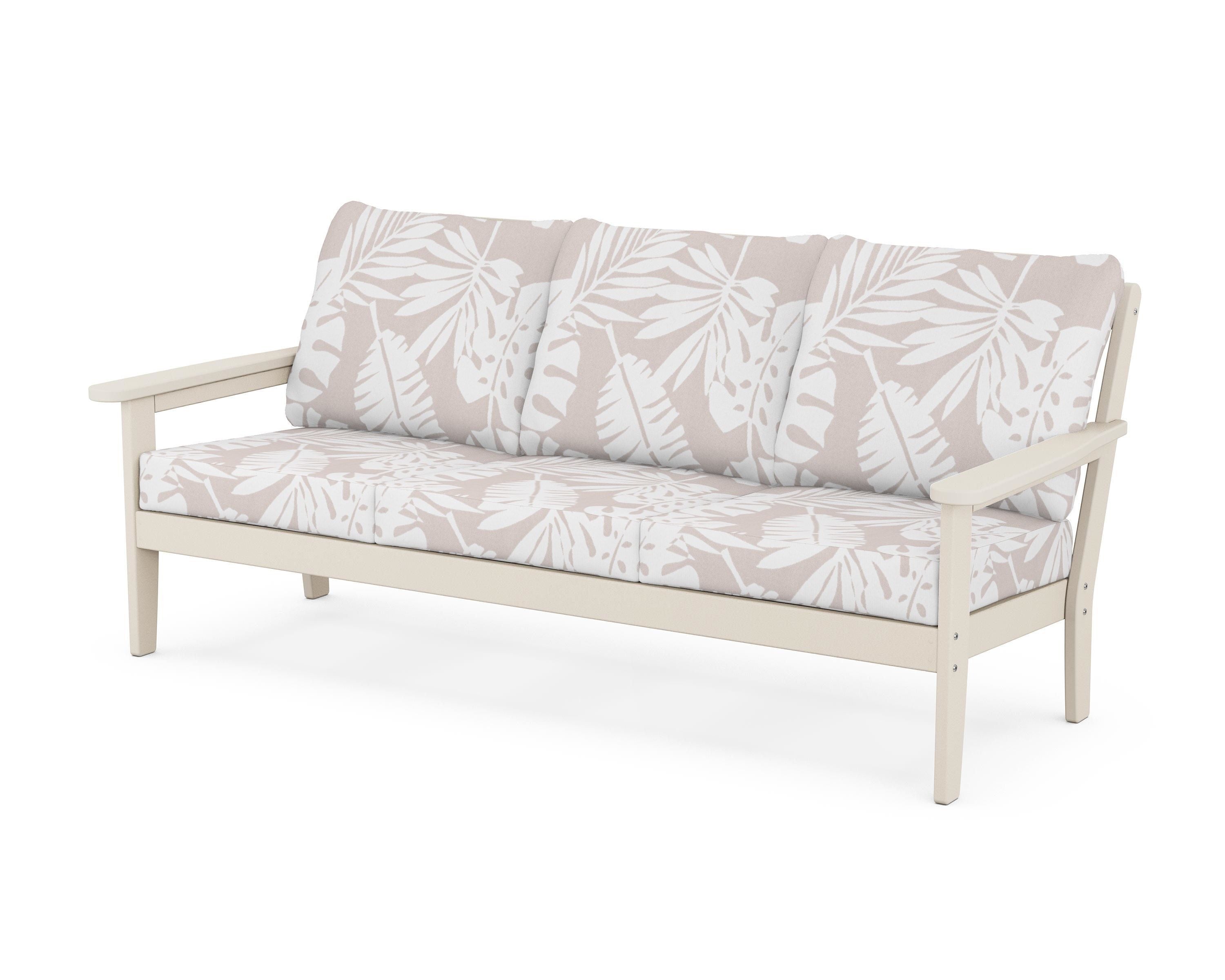 Country Living Cottage Deep Seating Sofa in Sand / Leaf Dune Burlap