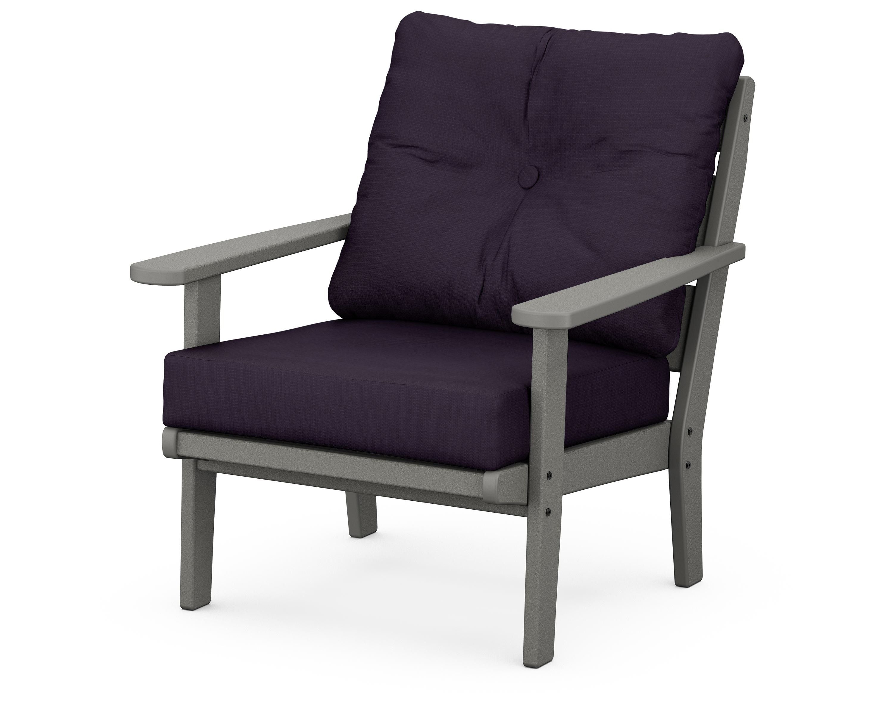 POLYWOOD® Lakeside Deep Seating Chair in Slate Grey / Navy Linen