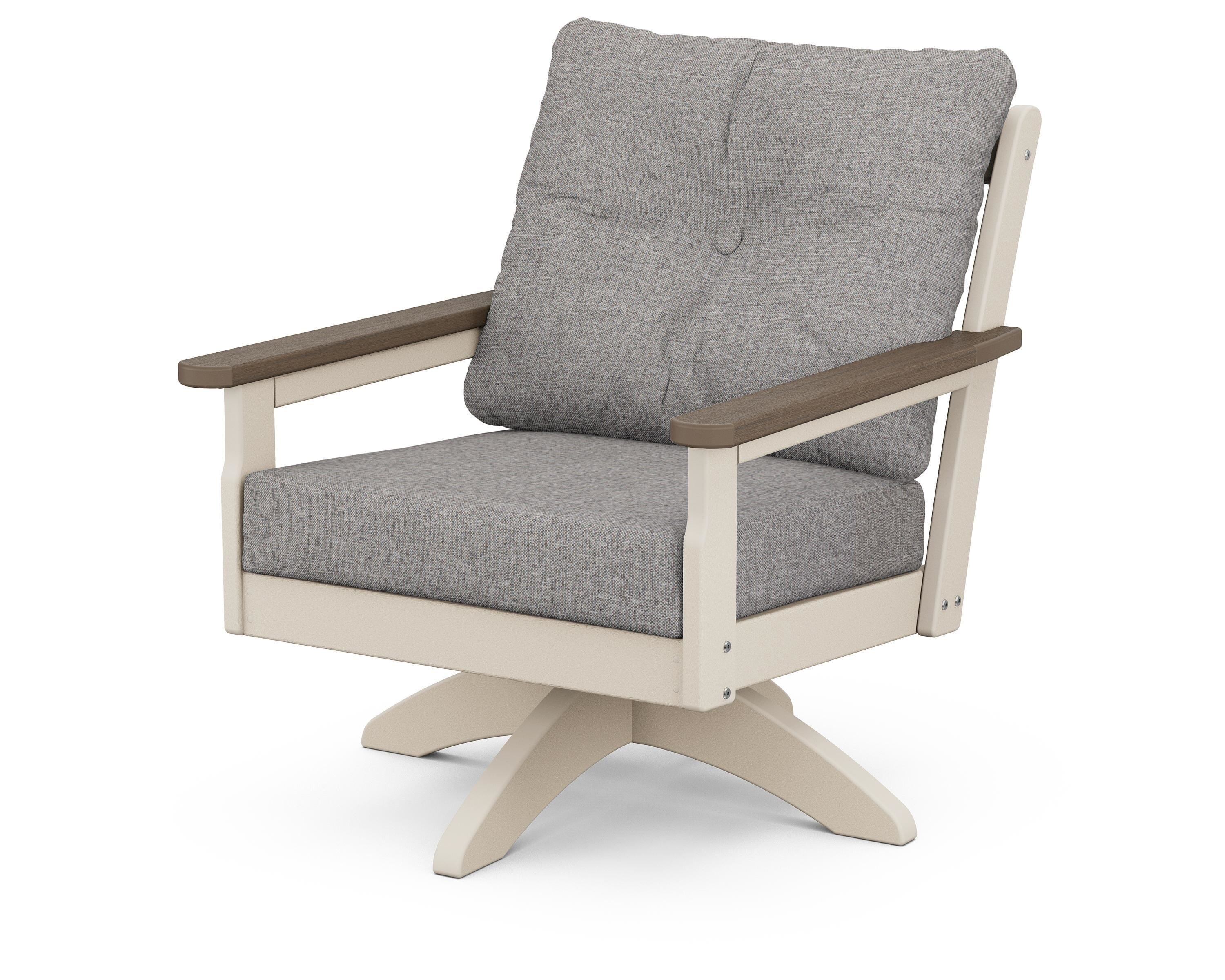POLYWOOD® Vineyard Deep Seating Swivel Chair in Sand / Kona / Grey Mist