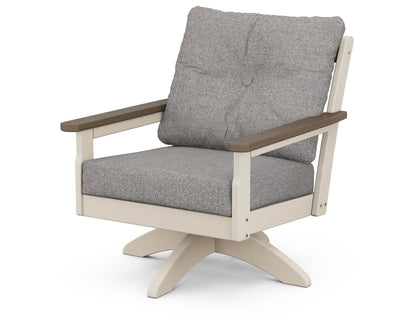POLYWOOD® Vineyard Deep Seating Swivel Chair in Sand / Kona / Grey Mist