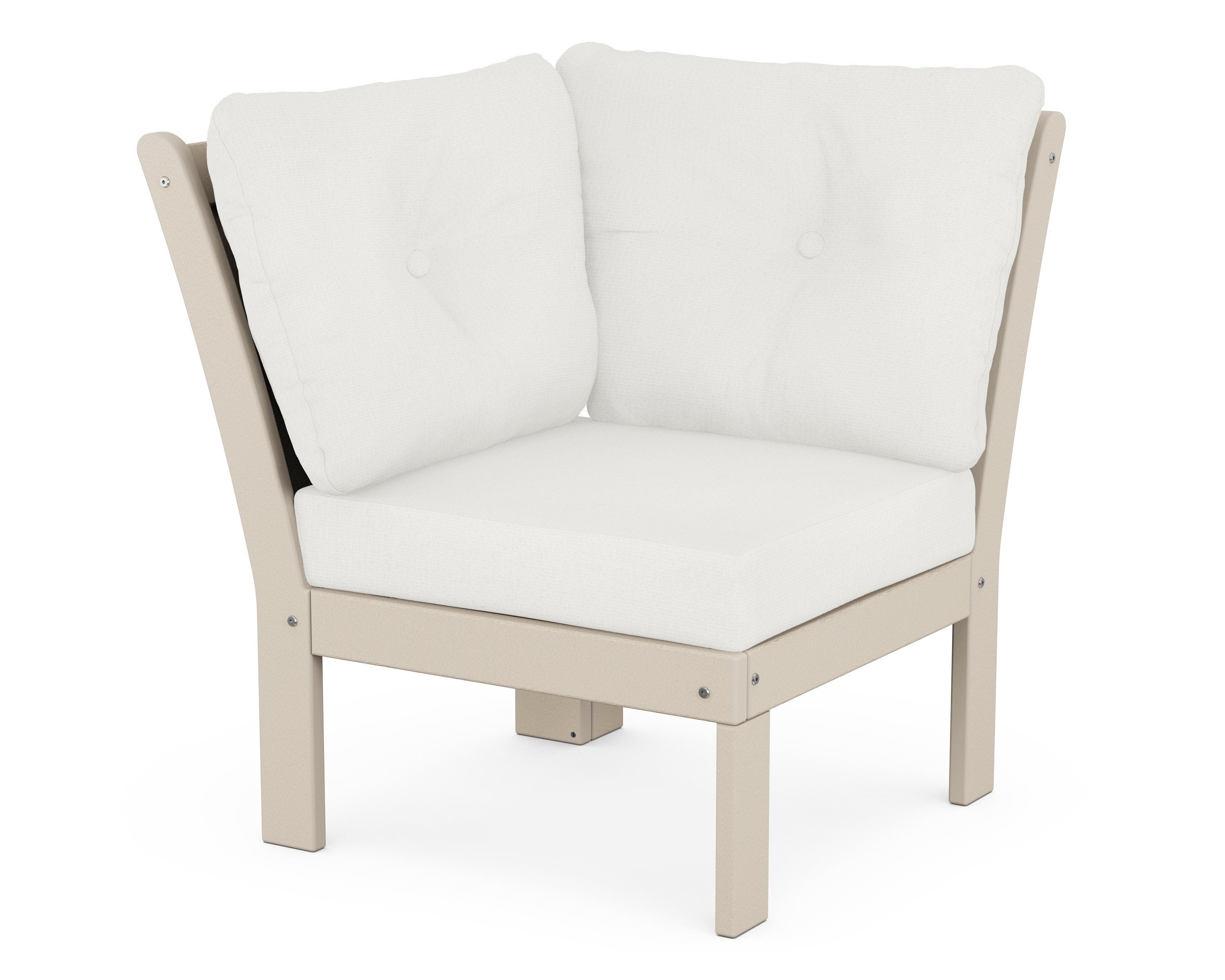 POLYWOOD® Vineyard Modular Corner Chair in Sand / Natural Linen