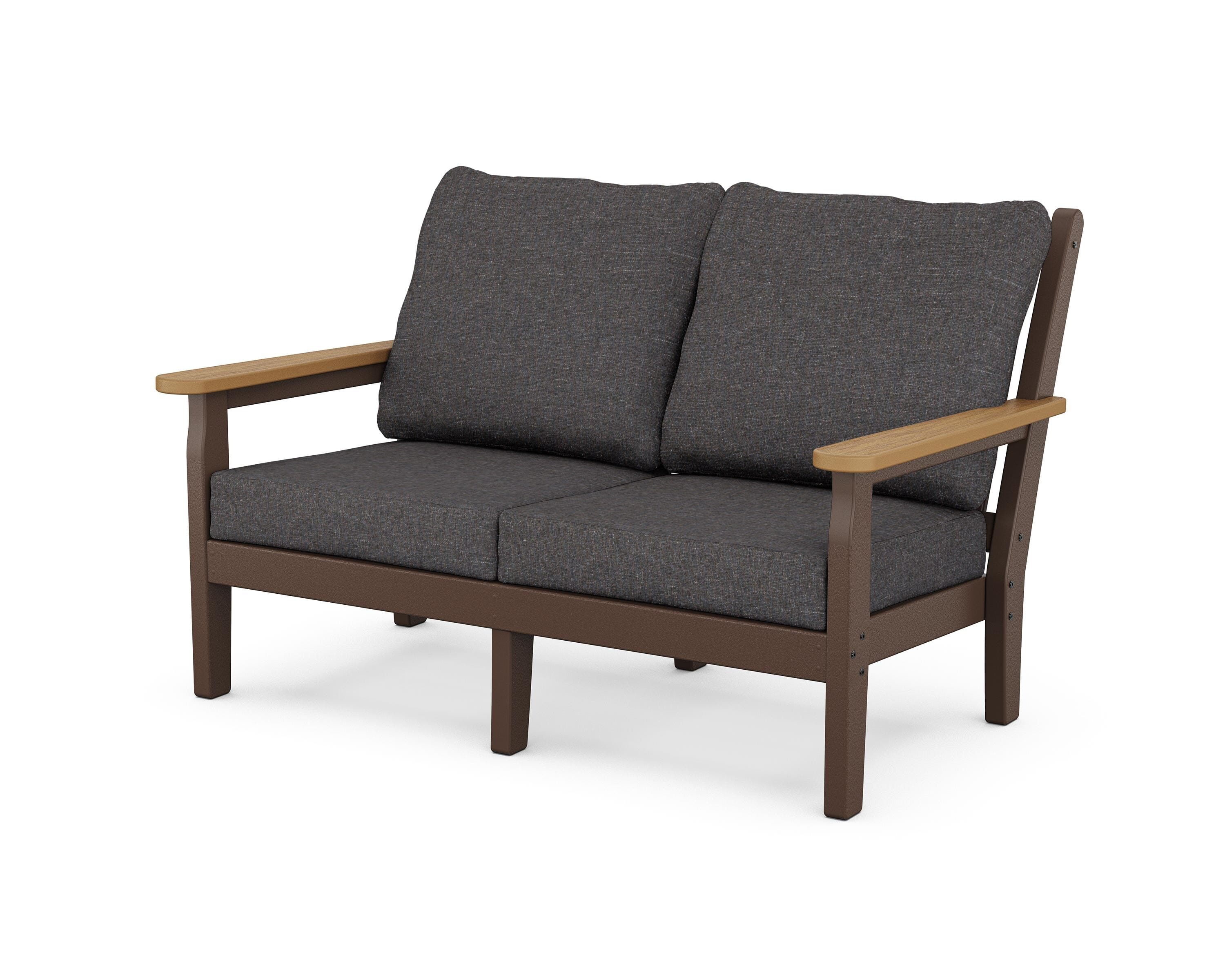 POLYWOOD® Chippendale Deep Seating Loveseat in Mahogany / Natural / Ash Charcoal