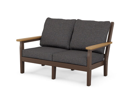 POLYWOOD® Chippendale Deep Seating Loveseat in Mahogany / Natural / Ash Charcoal