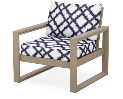 POLYWOOD® EDGE Club Chair in Vintage Sahara / Trellis Navy