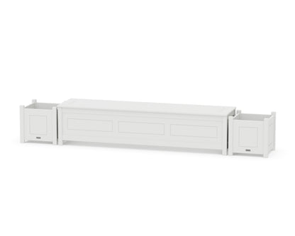 Country Living 72" Country Living Straight Planter Storage Bench Set in White