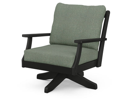 POLYWOOD® Braxton Deep Seating Swivel Chair in Black / Cast Sage