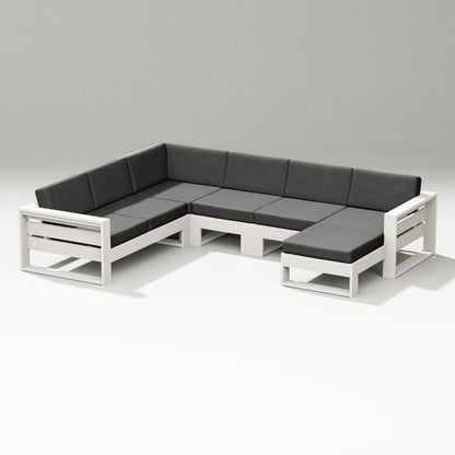 PW Designer Series Latitude Corner Sectional with Right Chaise in Vintage White / Spectrum Carbon