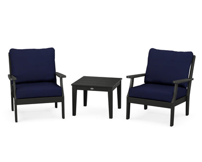 POLYWOOD® Braxton 3-Piece Deep Seating Set in Black / Navy