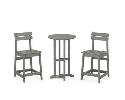 POLYWOOD® Modern Studio Plaza 3-Piece Bistro Counter Set in Slate Grey
