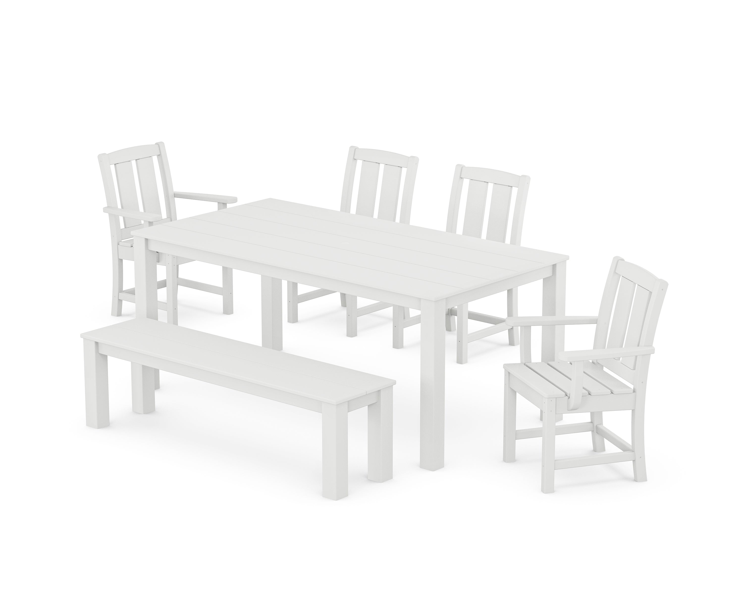 POLYWOOD® Mission 6-Piece Parsons Dining Set with Bench in White