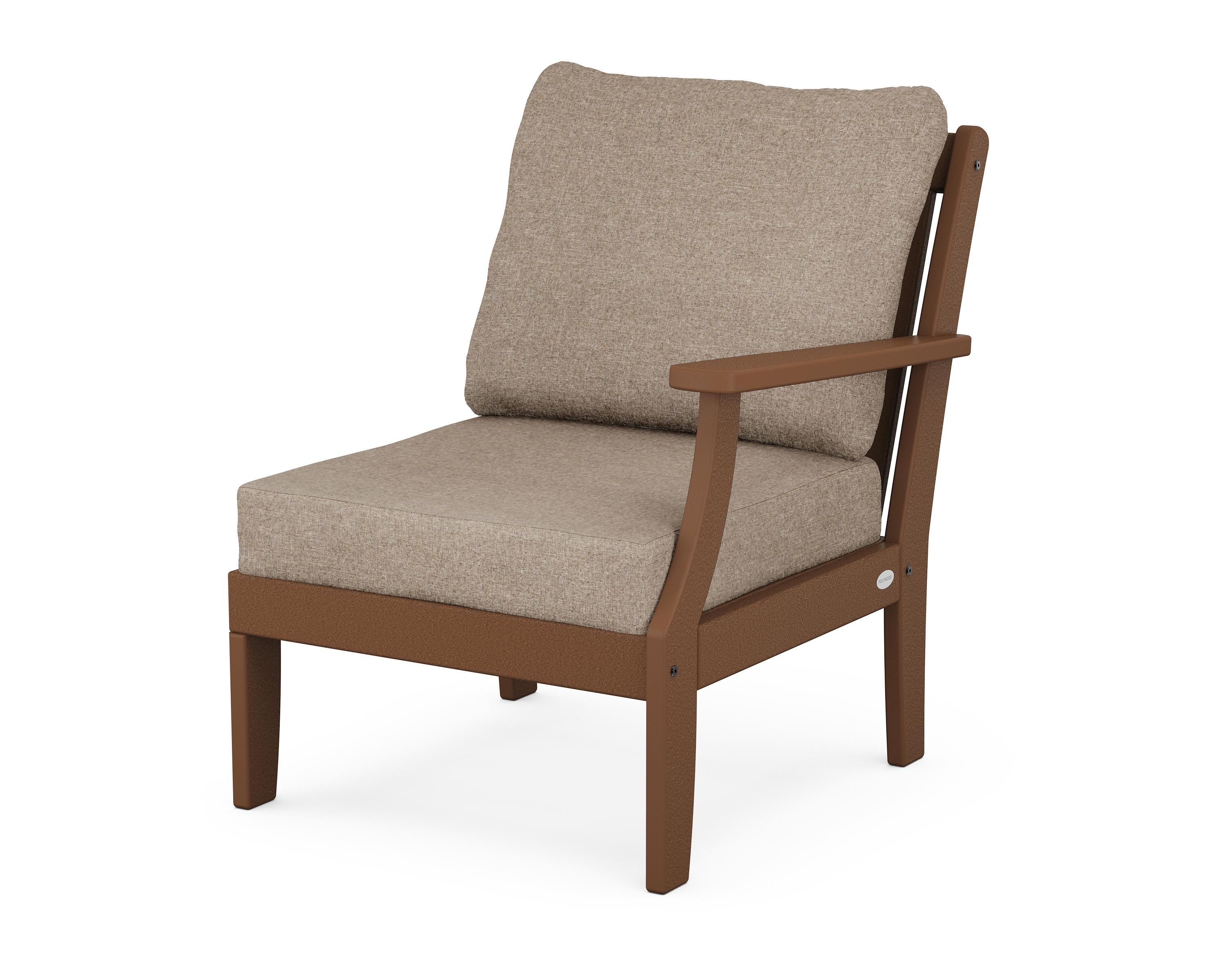 POLYWOOD® Braxton Modular Right Arm Chair in Teak / Spiced Burlap
