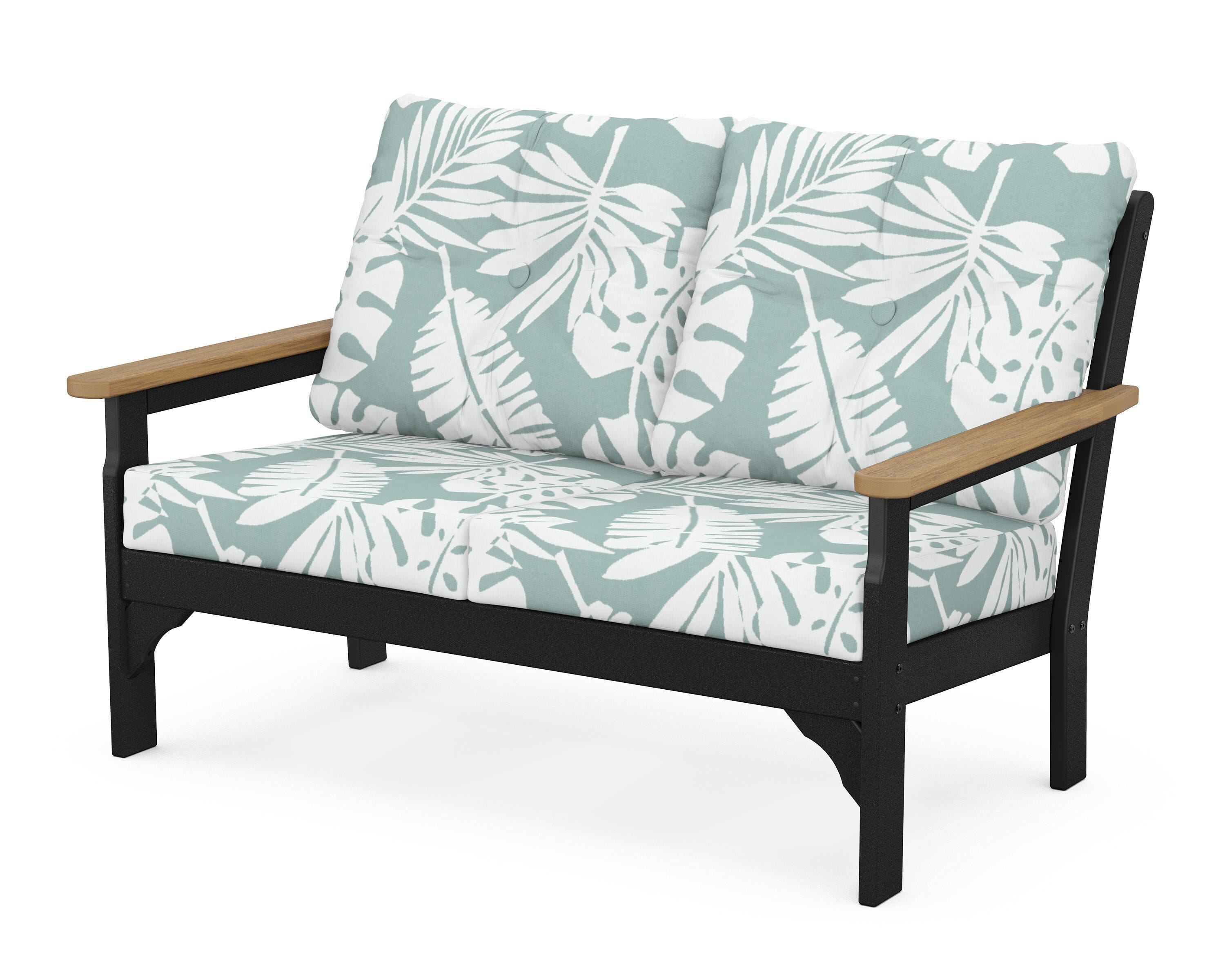 POLYWOOD® Vineyard Deep Seating Loveseat in Black / Natural / Leaf Glacier Spa