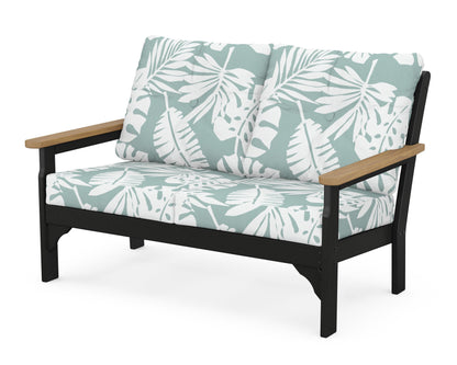 POLYWOOD® Vineyard Deep Seating Loveseat in Black / Natural / Leaf Glacier Spa