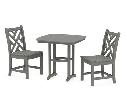 POLYWOOD® Chippendale Side Chair 3-Piece Dining Set in Slate Grey