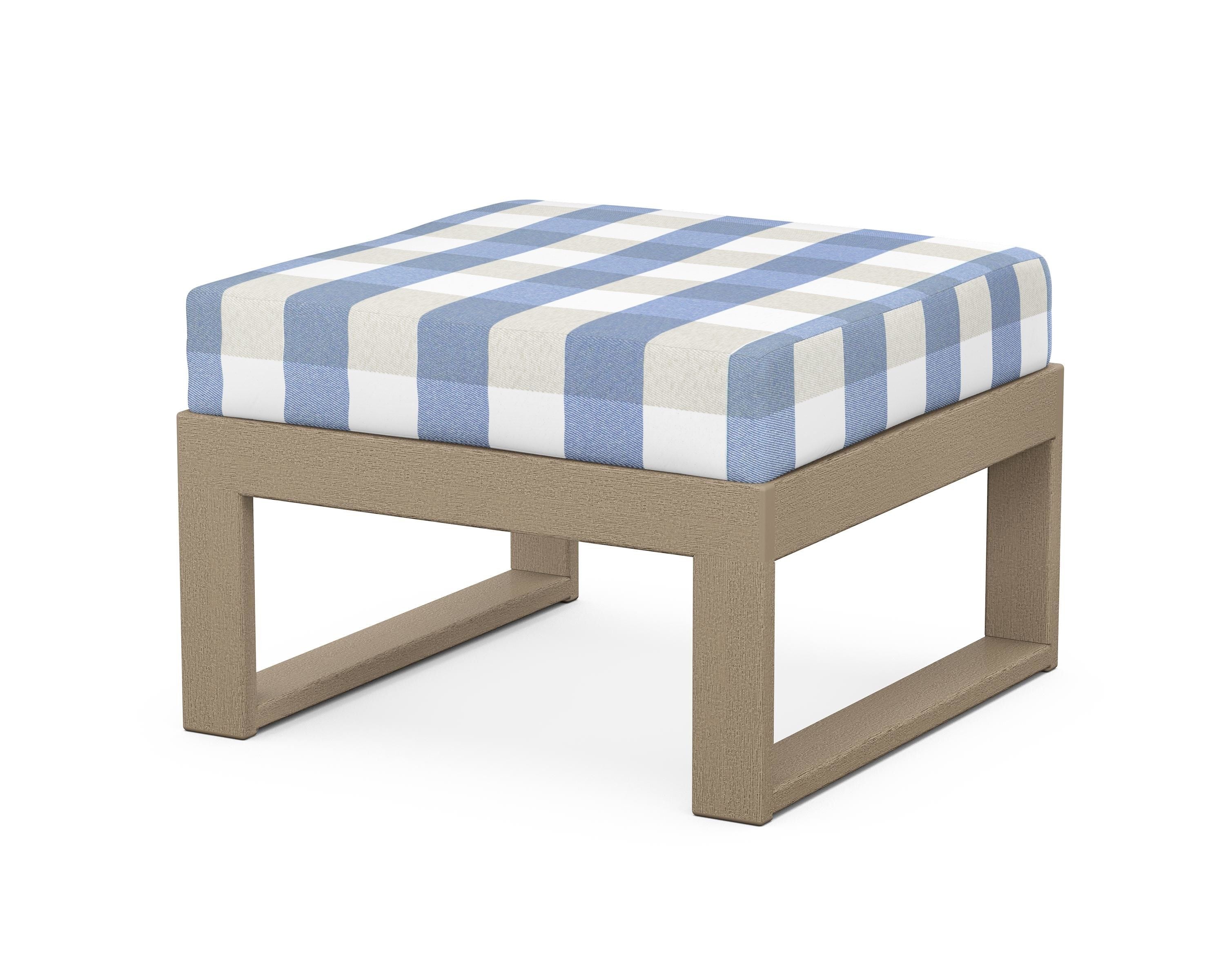 Unbranded Modular Ottoman - Modern in Vintage Sahara / Buffalo Plaid Sky Blue