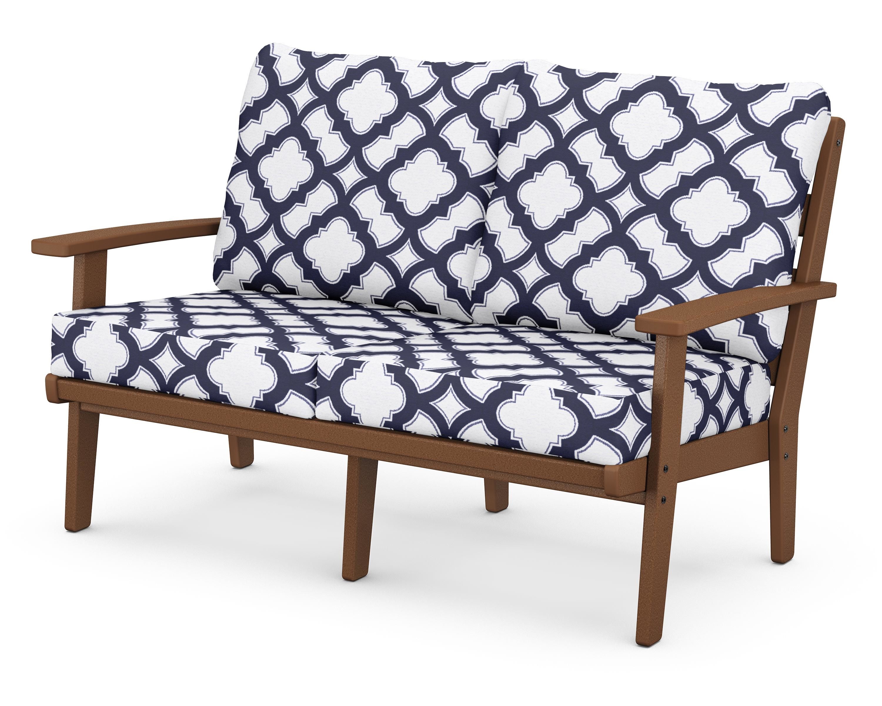 POLYWOOD® Grant Park Deep Seating Loveseat in Teak / Trellis Navy