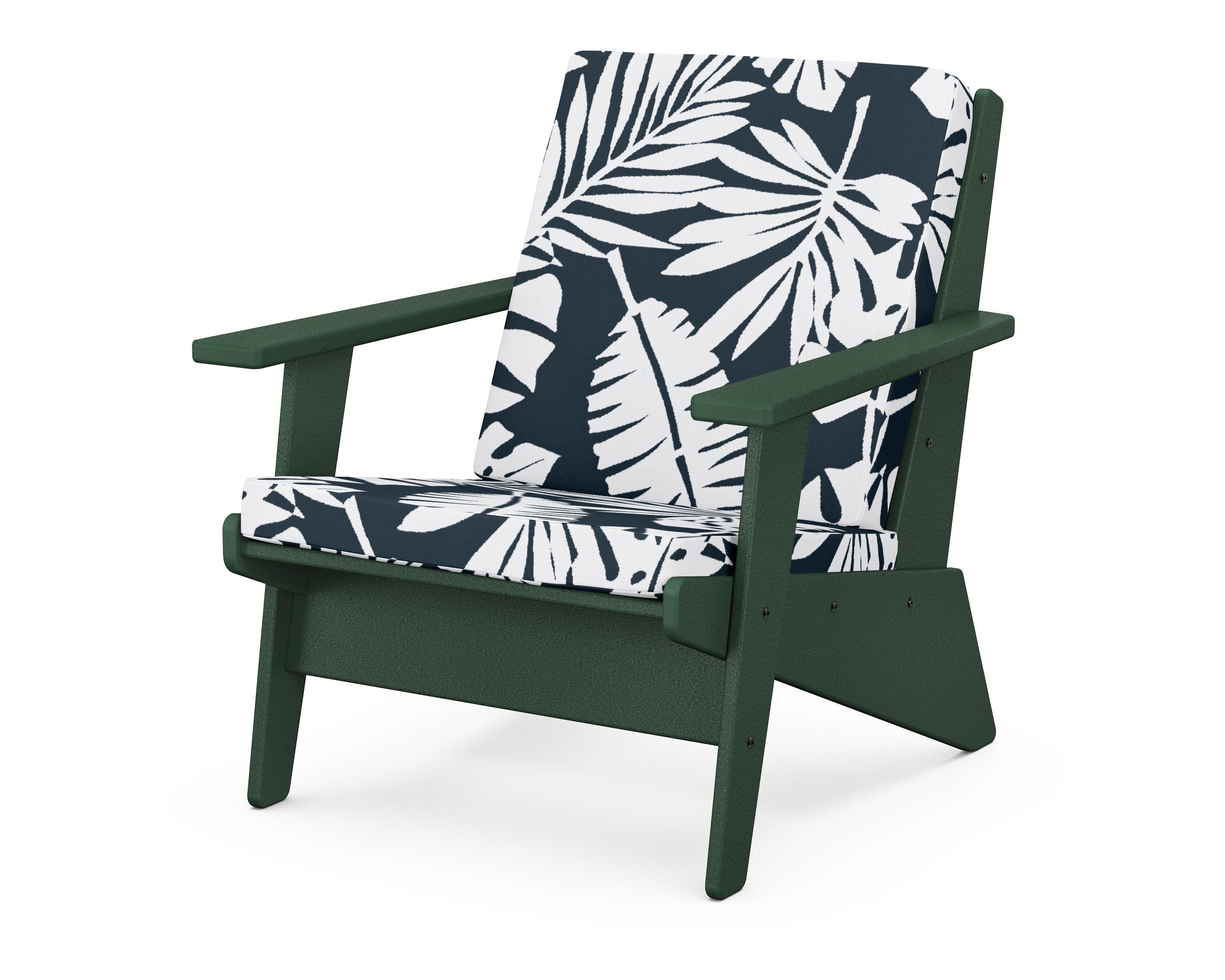 POLYWOOD® Riviera Modern Lounge Chair in Green / Leaf Marine Indigo