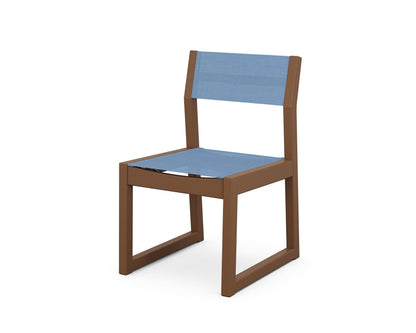 POLYWOOD® EDGE Sling Dining Side Chair in Teak / Poolside Sling