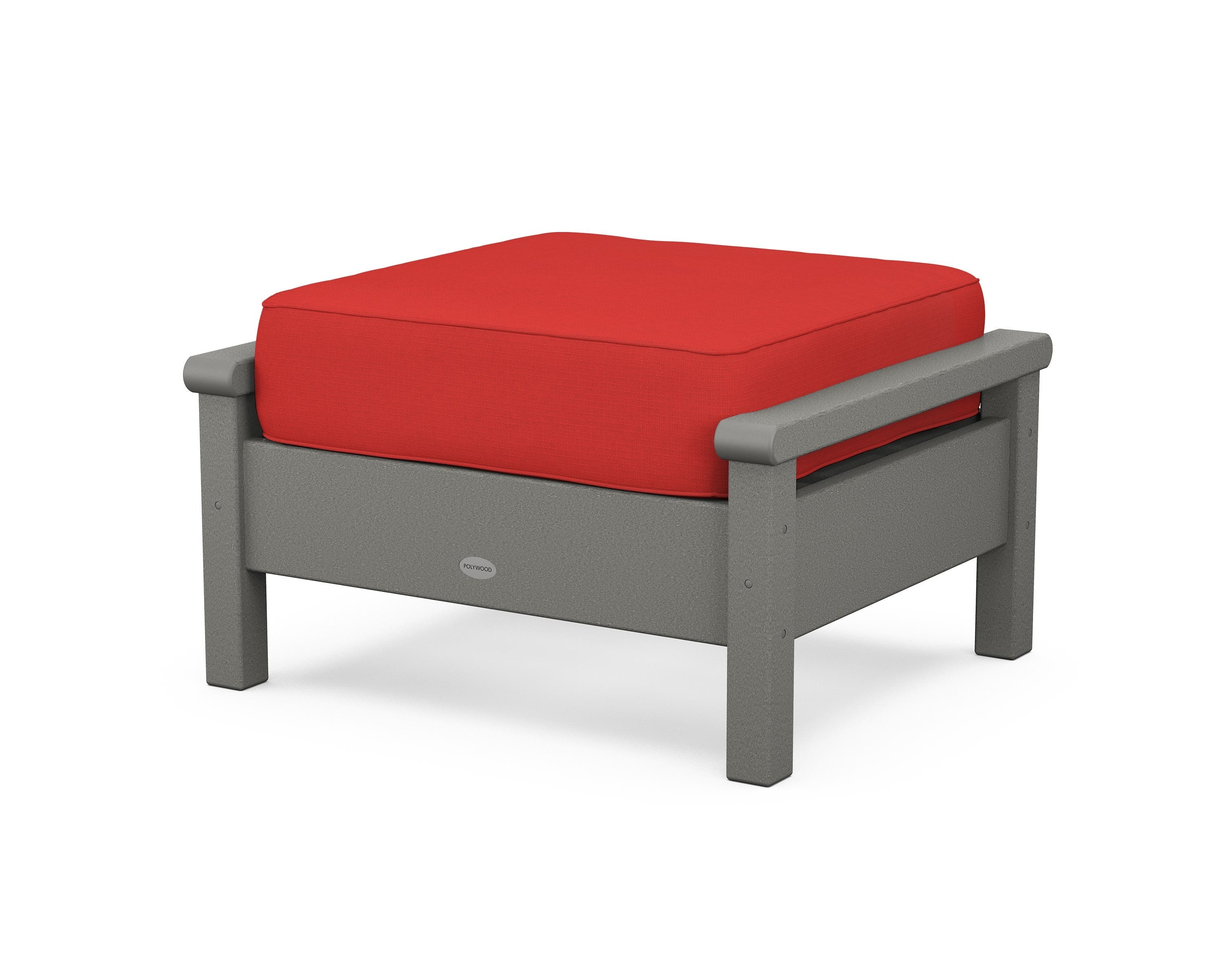 POLYWOOD® Harbour Deep Seating Ottoman in Slate Grey / Crimson Linen