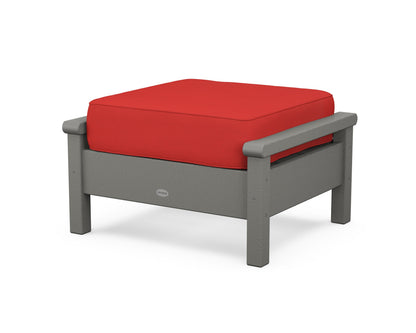 POLYWOOD® Harbour Deep Seating Ottoman in Slate Grey / Crimson Linen