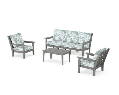 POLYWOOD® Chippendale 4-Piece Deep Seating Set with Sofa in Slate Grey / Leaf Glacier Spa