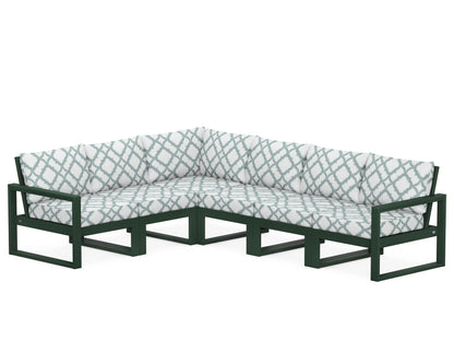 POLYWOOD® EDGE 6-Piece Modular Deep Seating Set in Green / Trellis Glacier Spa