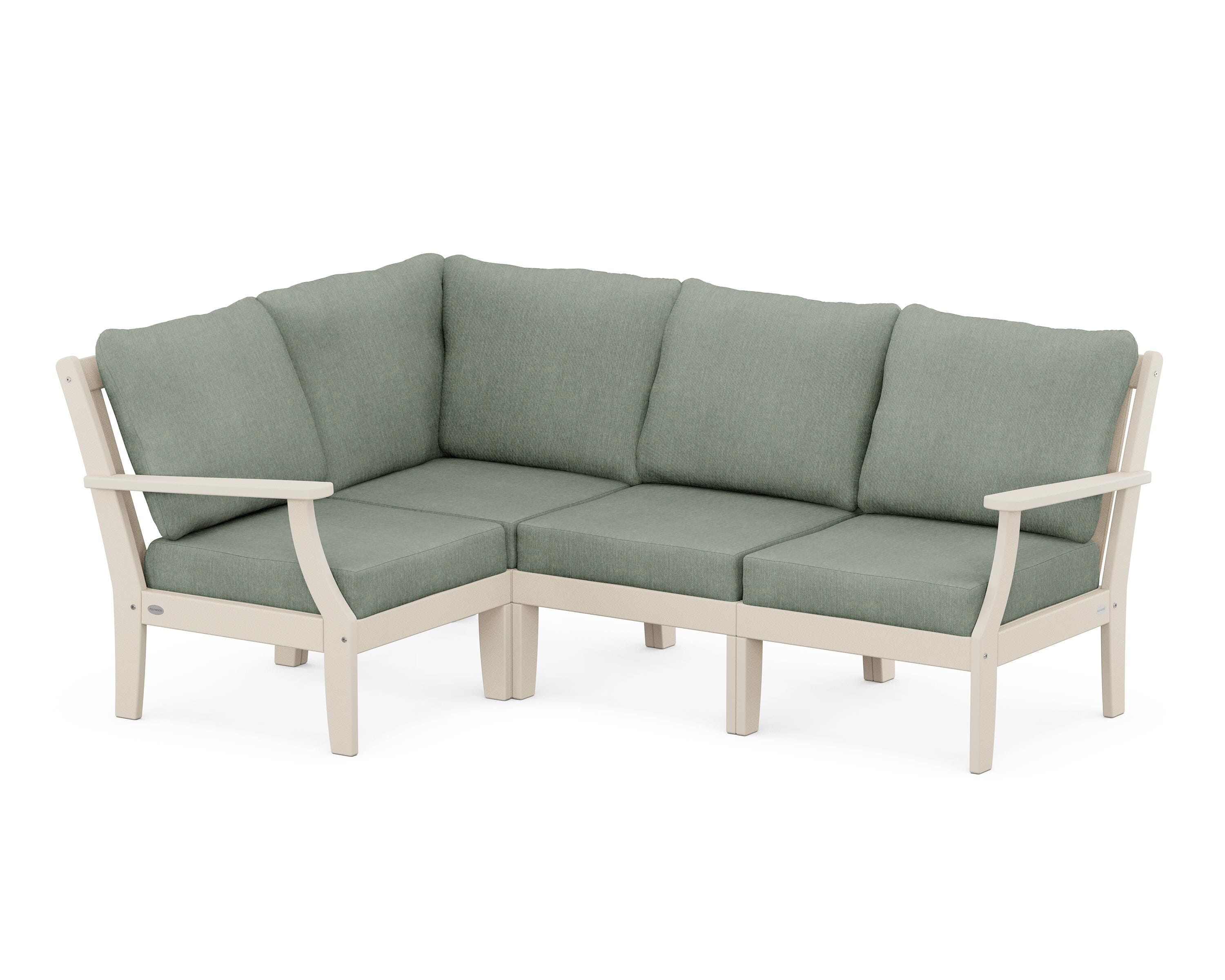 POLYWOOD® Braxton Modular 4-Piece Deep Seating Set in Sand / Cast Sage