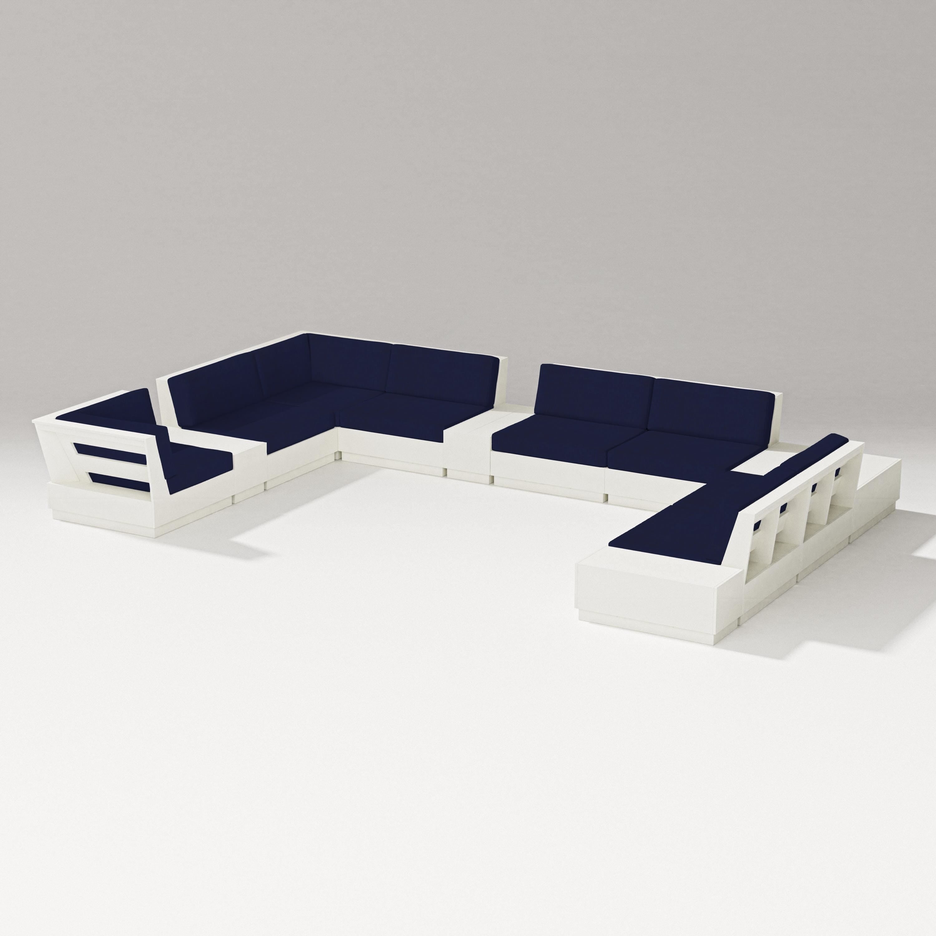 PW Designer Series Elevate 12-Piece Conversation Sectional Set in Vintage White / Navy