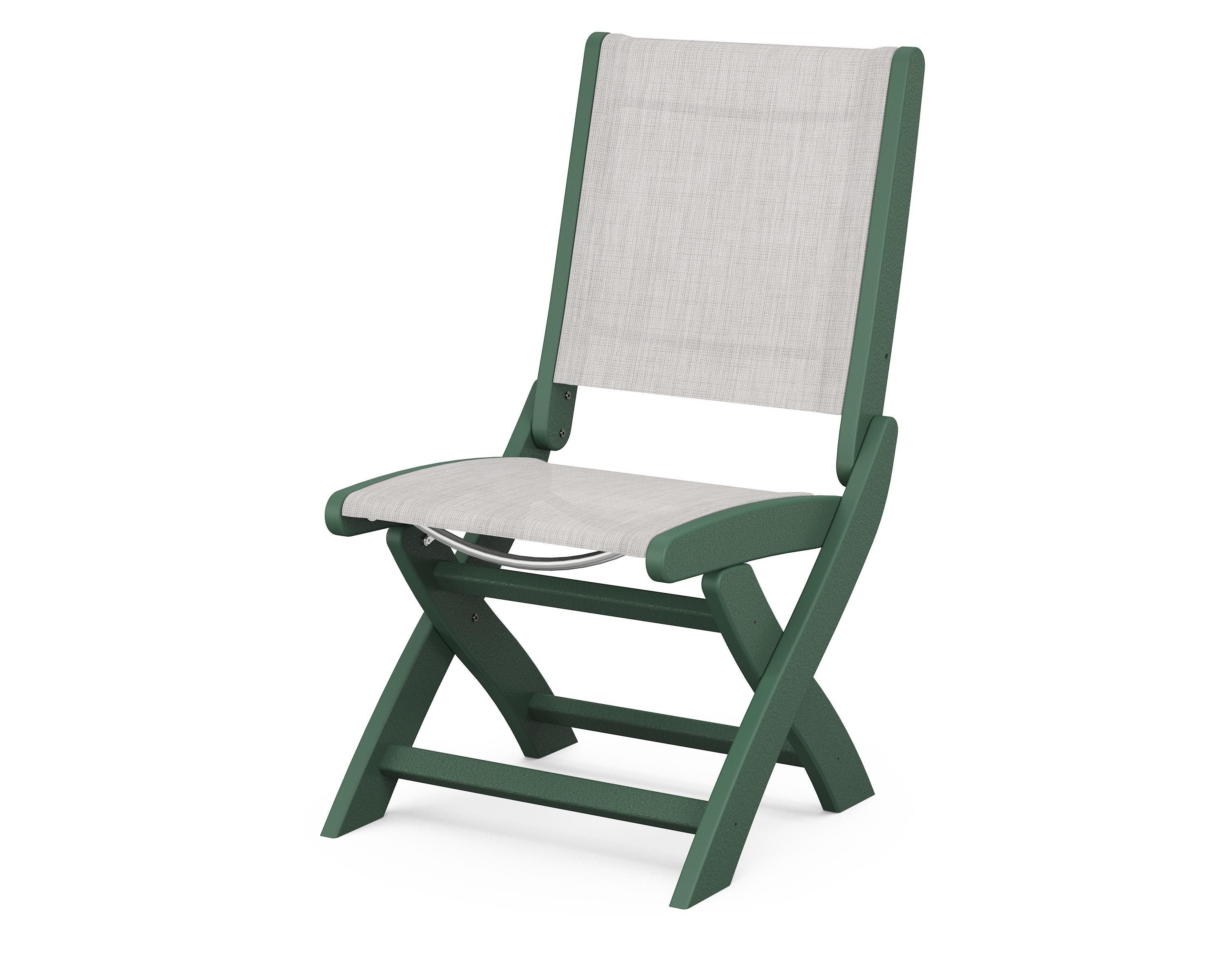 POLYWOOD® Coastal Folding Side Chair in Green / Parchment Sling