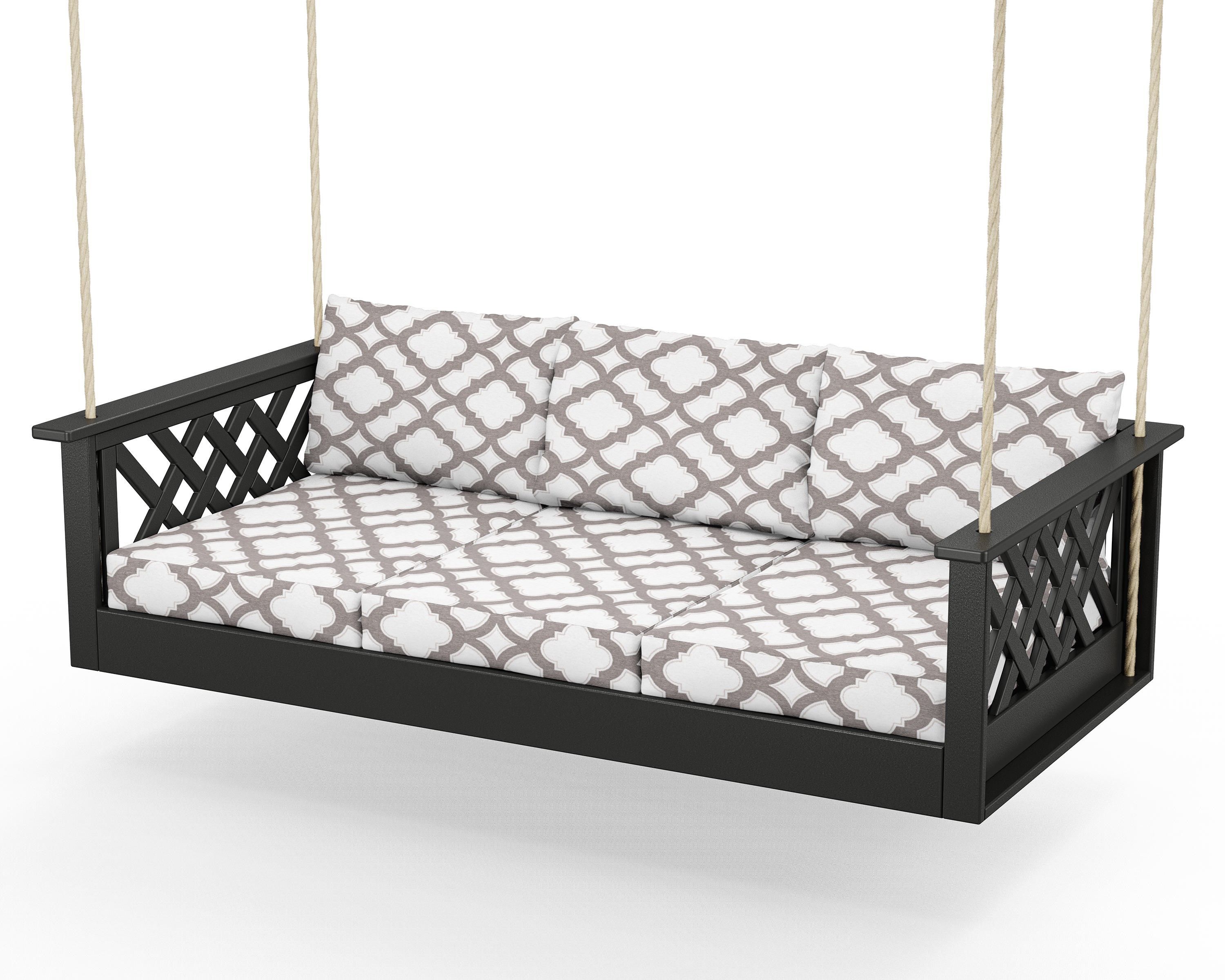 Country Living Wovendale Daybed Swing in Black / Trellis Grey Mist