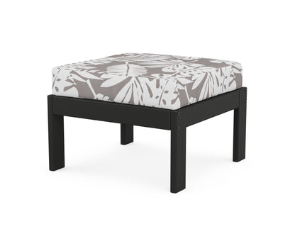 POLYWOOD® Vineyard Modular Ottoman in Black / Leaf Grey Mist