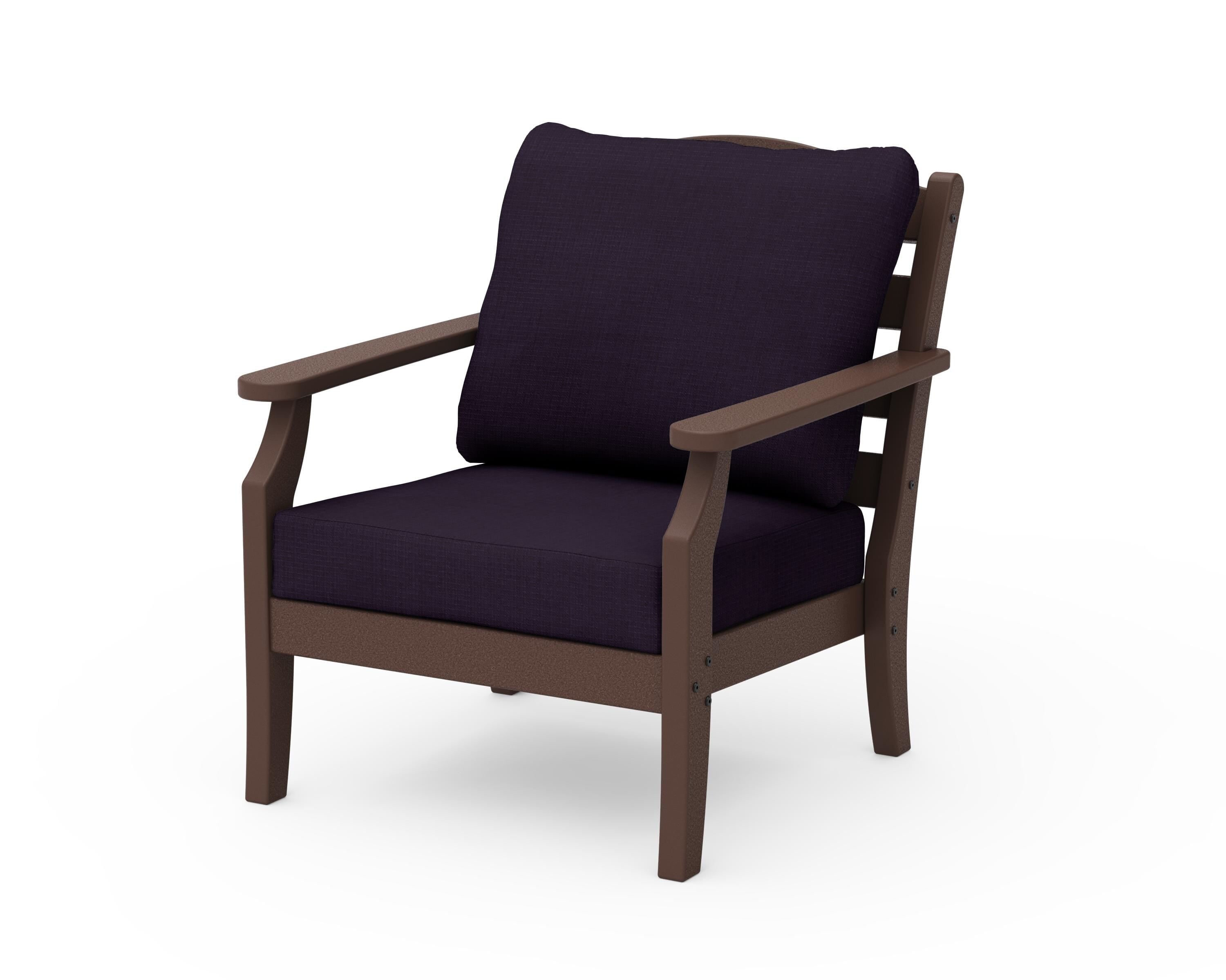 Draper James™ by  POLYWOOD® Savannah Deep Seating Chair in Mahogany / Navy Linen