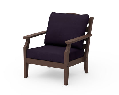Draper James™ by  POLYWOOD® Savannah Deep Seating Chair in Mahogany / Navy Linen