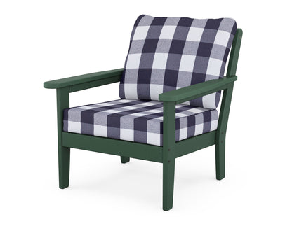 Country Living Cottage Deep Seating Chair in Green / Buffalo Plaid Navy