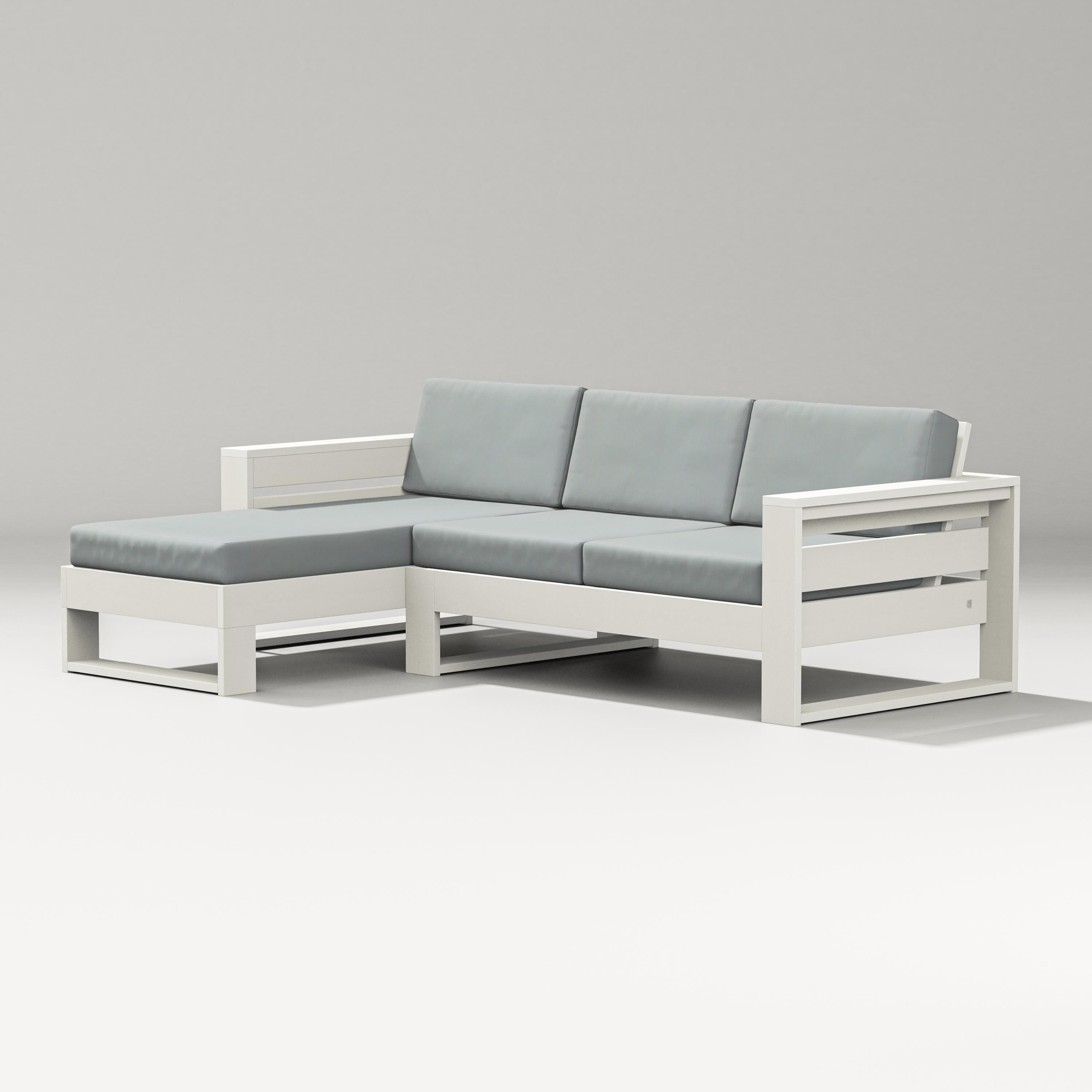 PW Designer Series Latitude Left Chaise Sectional in Vintage White / Spa