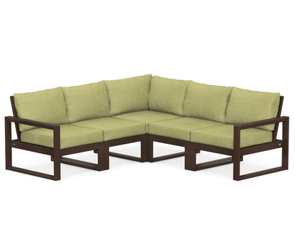 POLYWOOD® EDGE 5-Piece Modular Deep Seating Set in Mahogany / Chartreuse Boucle