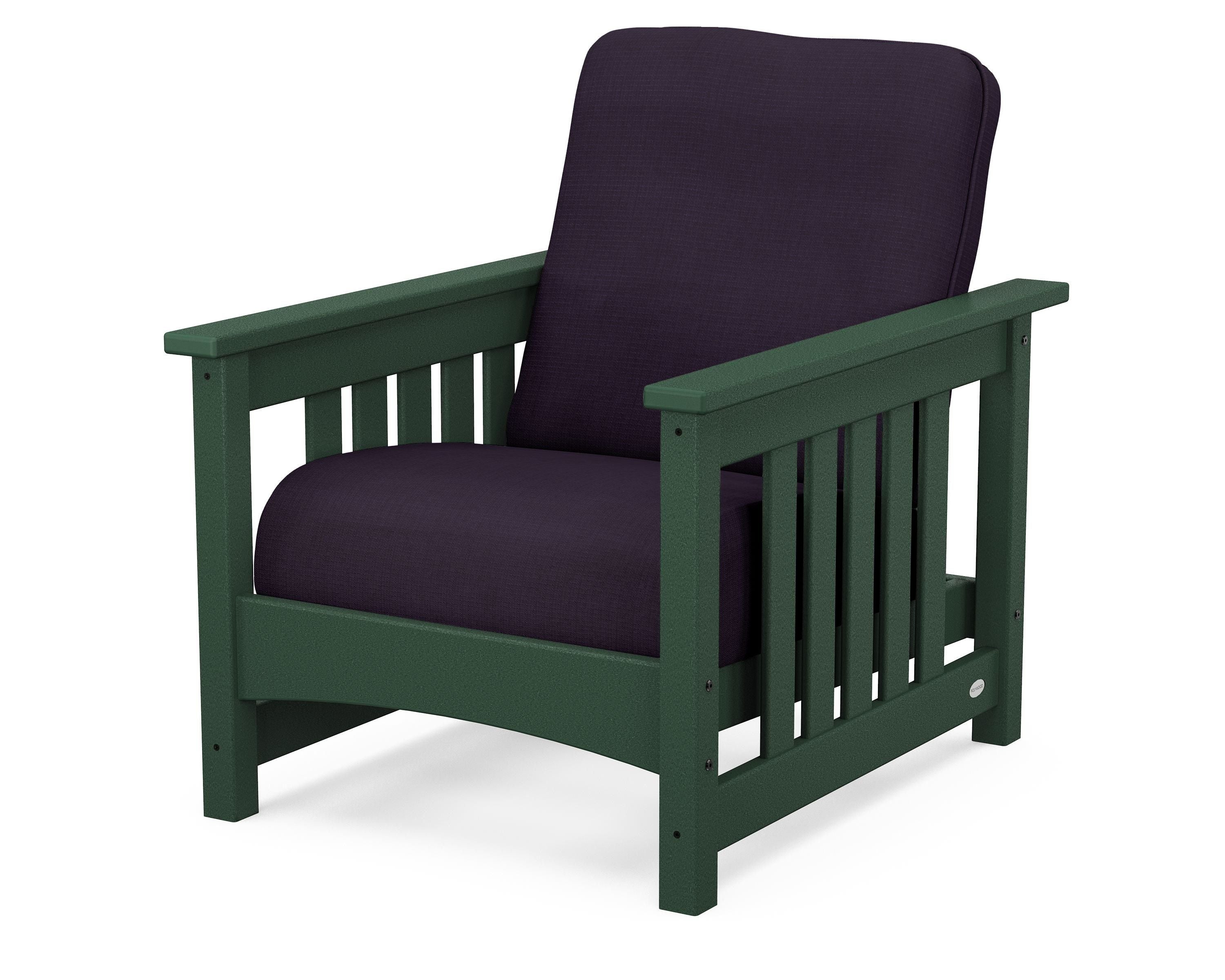 POLYWOOD® Club Mission Chair in Green / Navy Linen