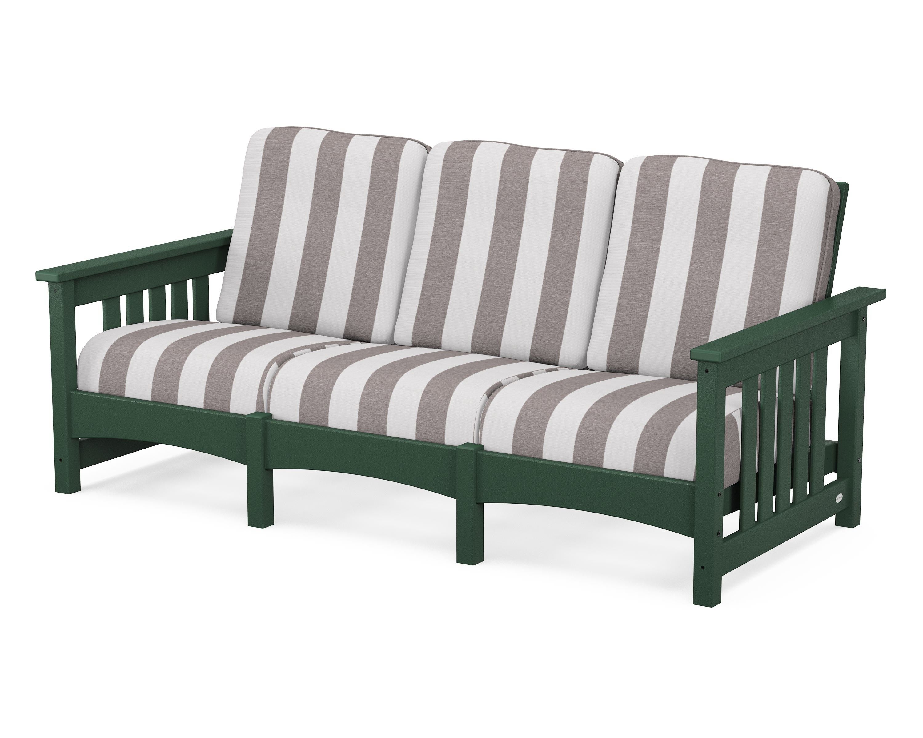 POLYWOOD® Club Mission Sofa in Green / Cabana Stripe Grey Mist