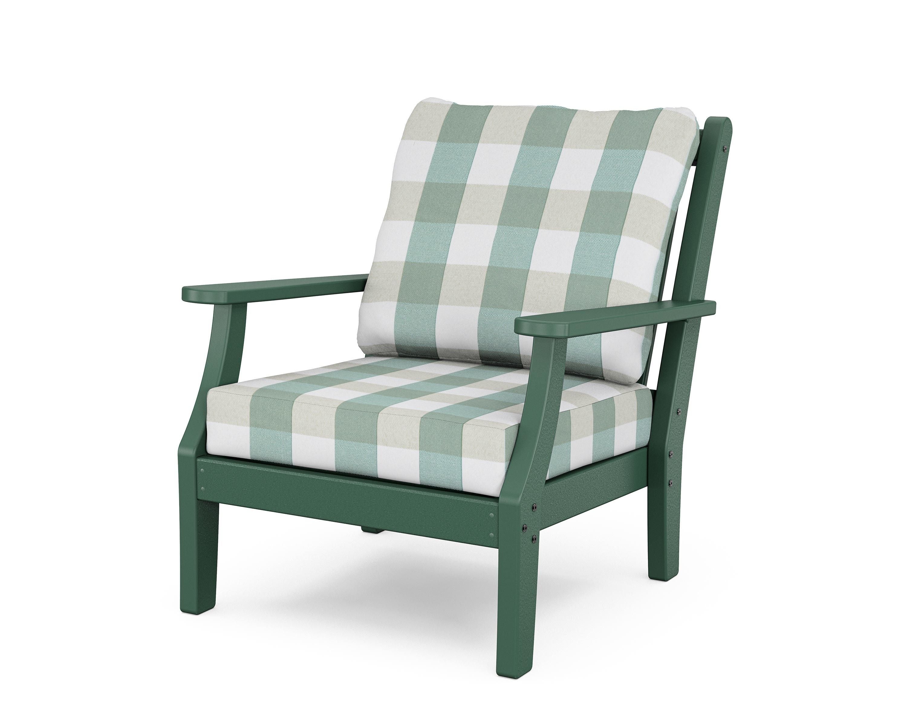 Country Living Wovendale Deep Seating Chair in Green / Buffalo Plaid Glacier Spa