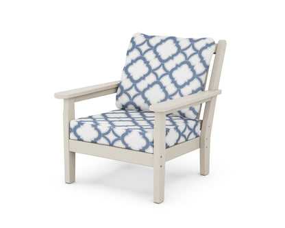 POLYWOOD® Chippendale Deep Seating Chair in Sand / Trellis Sky Blue