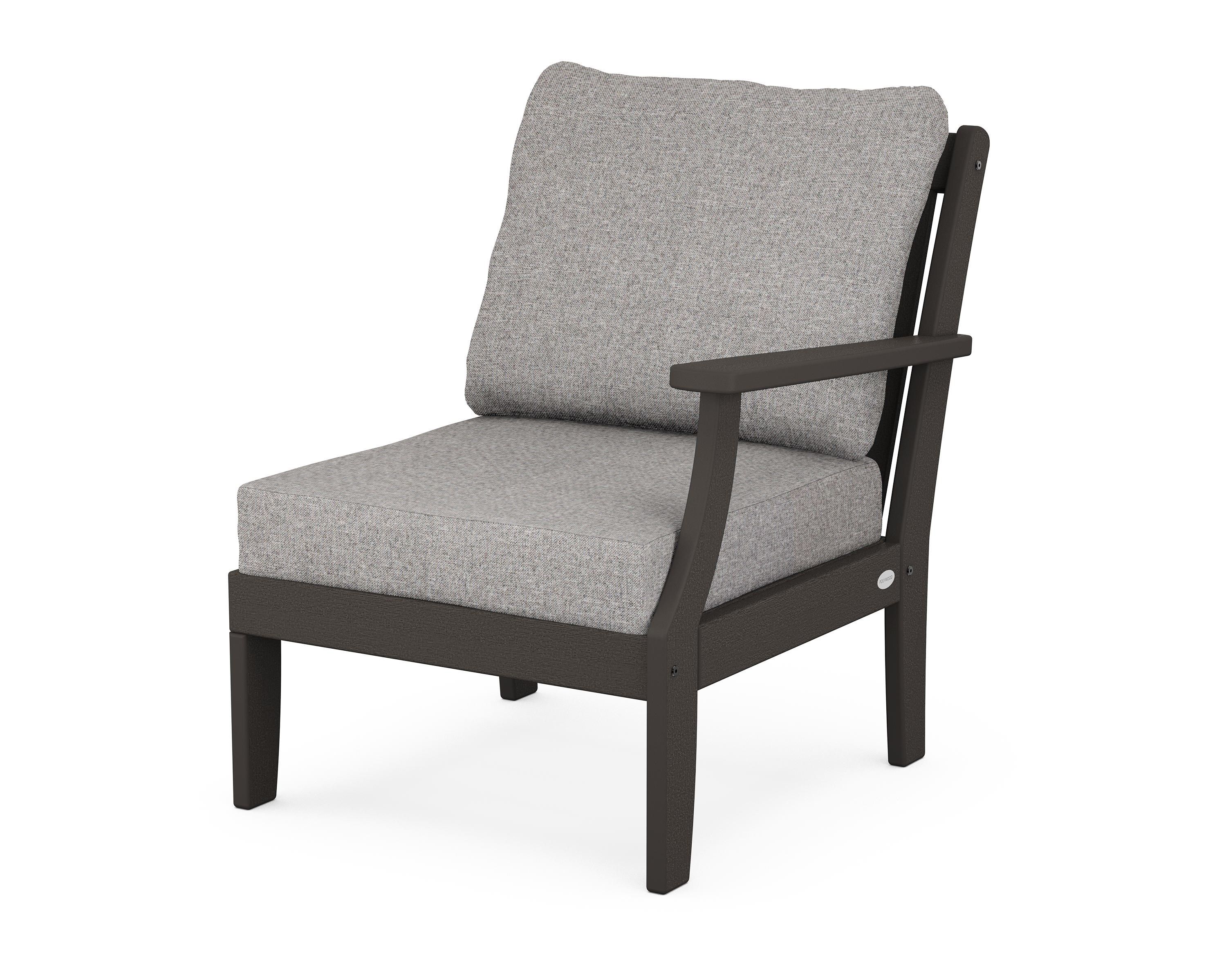 POLYWOOD® Braxton Modular Right Arm Chair in Vintage Coffee / Grey Mist