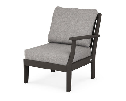 POLYWOOD® Braxton Modular Right Arm Chair in Vintage Coffee / Grey Mist