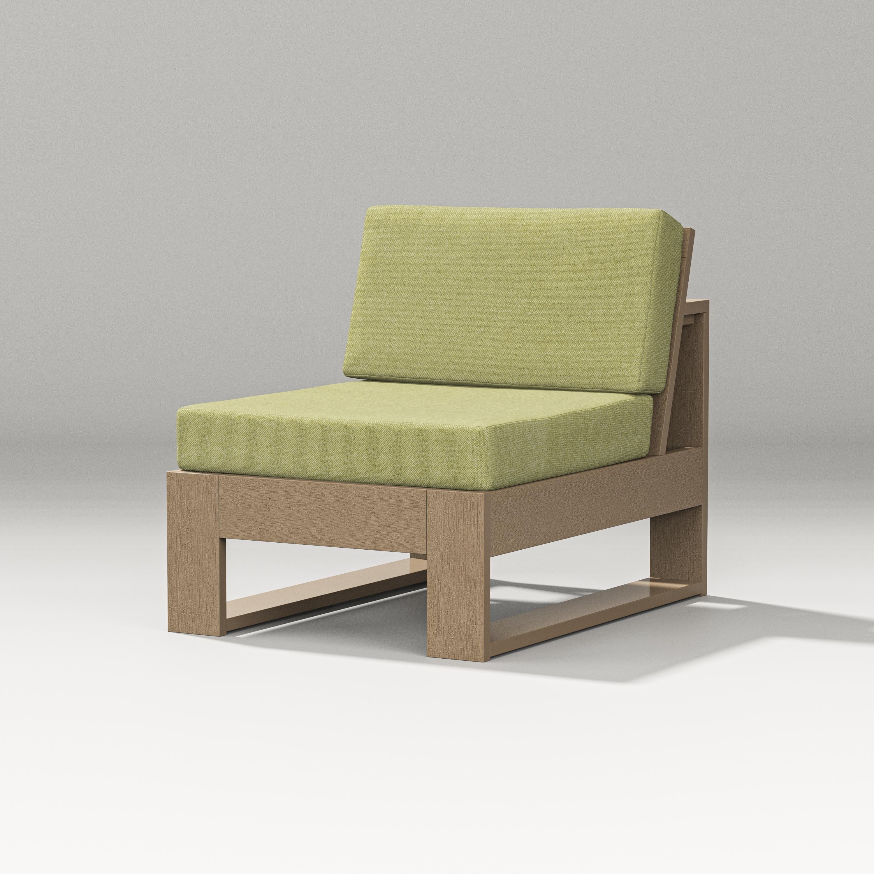 PW Designer Series Latitude Modular Armless Chair in Vintage Sahara / Chartreuse Boucle