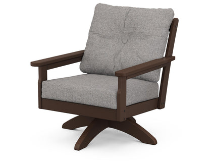 POLYWOOD® Vineyard Deep Seating Swivel Chair in Mahogany / Grey Mist