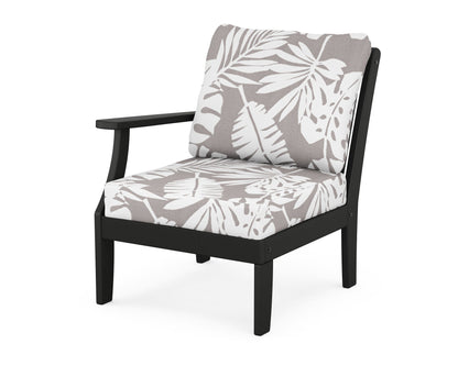 POLYWOOD® Braxton Modular Left Arm Chair in Black / Leaf Grey Mist