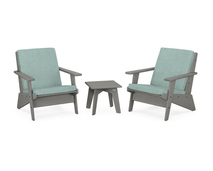 POLYWOOD® Riviera Modern Lounge 3-Piece Set in Slate Grey / Glacier Spa