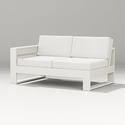 PW Designer Series Latitude Modular Left Arm Loveseat in Vintage White / Natural Linen