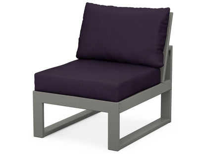 Unbranded Modular Armless Chair in Slate Grey / Navy Linen