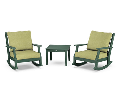 Country Living Wovendale 3-Piece Deep Seating Rocker Set in Green / Chartreuse Boucle