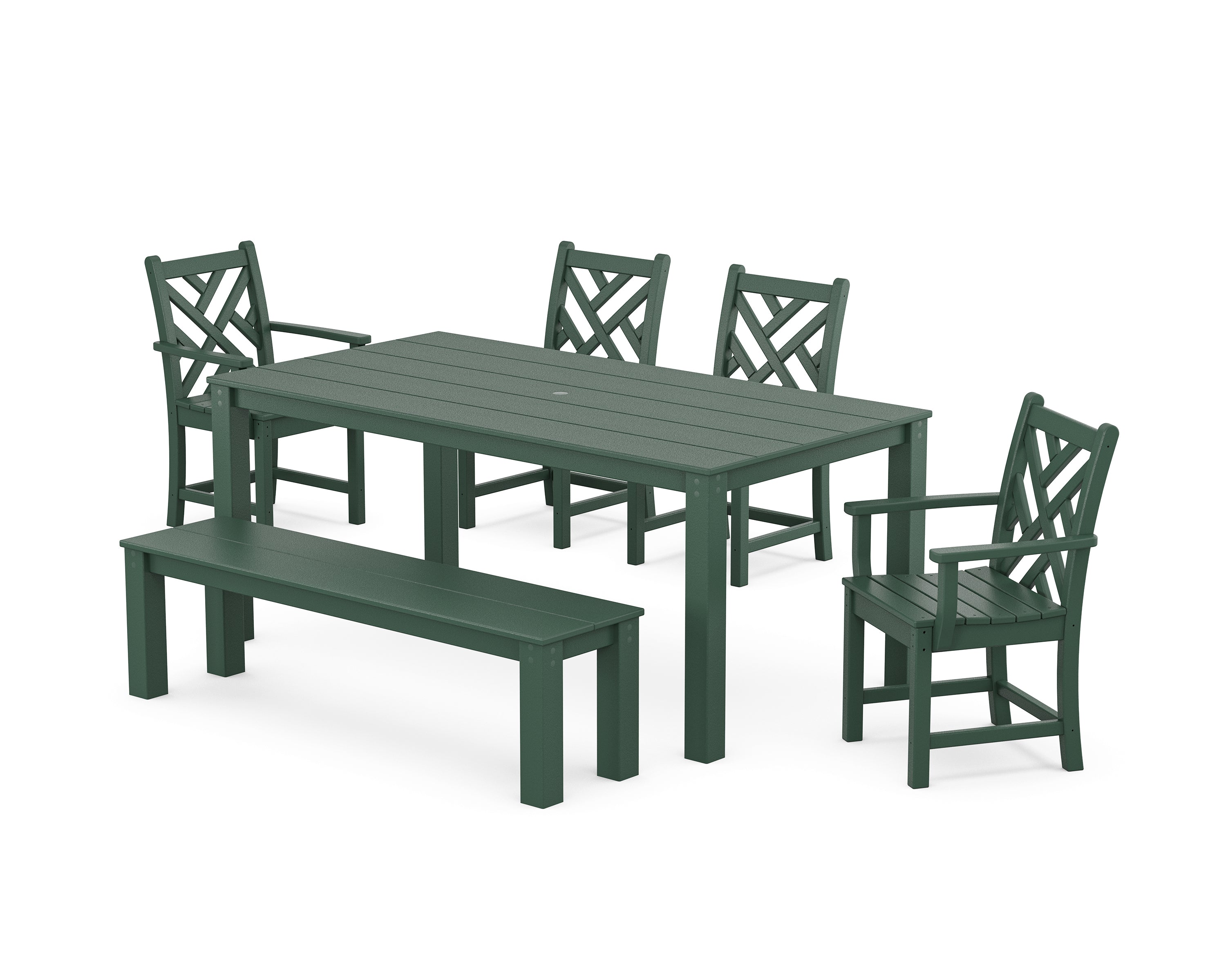 POLYWOOD® Chippendale 6-Piece Parsons Dining Set with Bench in Green